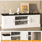 Meuble TV de style rustique pour téléviseurs de 65 pouces – Centre de divertissement avec placards de rangement – Grand espace de rangement organisé, pour salon et bureau
