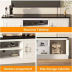 Meuble TV de style rustique pour téléviseurs de 65 pouces – Centre de divertissement avec placards de rangement – Grand espace de rangement organisé, pour salon et bureau