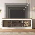 Meuble TV de style rustique pour téléviseurs de 65 pouces – Centre de divertissement avec placards de rangement – Grand espace de rangement organisé, pour salon et bureau