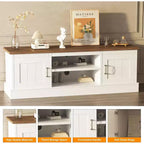 Meuble TV de style rustique pour téléviseurs de 65 pouces – Centre de divertissement avec placards de rangement – Grand espace de rangement organisé, pour salon et bureau