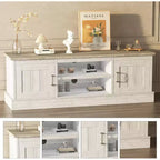 Meuble TV de style rustique pour téléviseurs de 65 pouces – Centre de divertissement avec placards de rangement – Grand espace de rangement organisé, pour salon et bureau