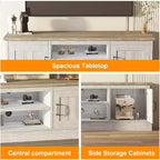 Meuble TV de style rustique pour téléviseurs de 65 pouces – Centre de divertissement avec placards de rangement – Grand espace de rangement organisé, pour salon et bureau