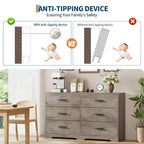 Commode de chambre, commode moderne à 6 tiroirs pour chambre à coucher, grand buffet de rangement en bois avec poignée en métal pour entrée, couloir