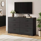 Dresser for Bedroom, Modern 6 Drawer Dresser for Bedroom, Wide Wood Chests of Drawers Storage with Metal Handle for Entryway, Hallway