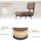 Lot de 2 tabourets de bar, tabourets de bar de 66 cm en similicuir avec dossier, pieds en métal, chaises de bar modernes rembourrées