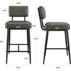 Lot de 2 tabourets de bar, tabourets de bar de 66 cm en similicuir avec dossier, pieds en métal, chaises de bar modernes rembourrées