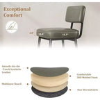 Lot de 2 tabourets de bar, tabourets de bar de 66 cm en similicuir avec dossier, pieds en métal, chaises de bar modernes rembourrées