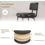 Lot de 2 tabourets de bar, tabourets de bar de 66 cm en similicuir avec dossier, pieds en métal, chaises de bar modernes rembourrées