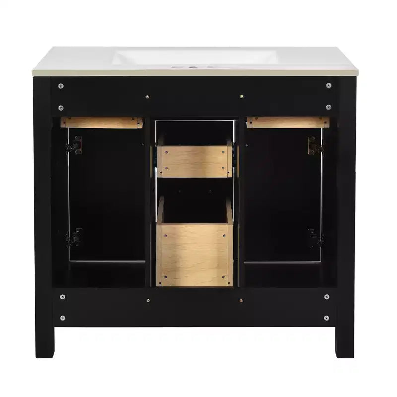 Meuble lavabo de salle de bain 36 pouces, meuble de rangement de salle de bain avec tiroirs, meuble lavabo simple vasque avec cadre en bois massif