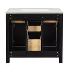 Meuble lavabo de salle de bain 36 pouces, meuble de rangement de salle de bain avec tiroirs, meuble lavabo simple vasque avec cadre en bois massif