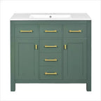 Meuble lavabo de salle de bain 36 pouces, meuble de rangement de salle de bain avec tiroirs, meuble lavabo simple vasque avec cadre en bois massif