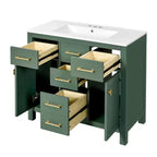 Meuble lavabo de salle de bain 36 pouces, meuble de rangement de salle de bain avec tiroirs, meuble lavabo simple vasque avec cadre en bois massif