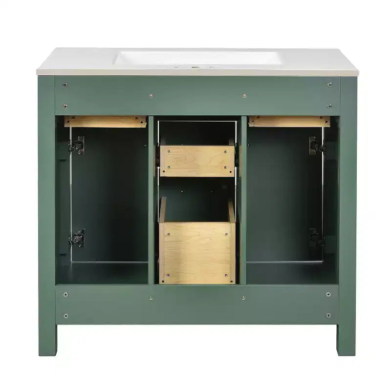 Meuble lavabo de salle de bain 36 pouces, meuble de rangement de salle de bain avec tiroirs, meuble lavabo simple vasque avec cadre en bois massif