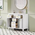 Meuble lavabo de salle de bain 36 pouces, meuble de rangement de salle de bain avec tiroirs, meuble lavabo simple vasque avec cadre en bois massif