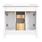 Meuble lavabo de salle de bain 36 pouces, meuble de rangement de salle de bain avec tiroirs, meuble lavabo simple vasque avec cadre en bois massif