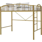 Loft Bed Twin Size,Heavy Duty Metal Loft Bed with Arched Guardrail & Safety Ladder,Space Saving Modern Design, No Box Spring Needed