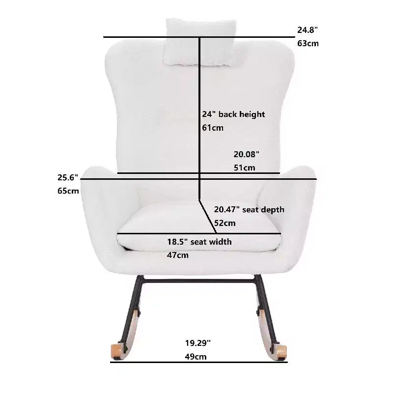 Le paquet comprend un fauteuil à bascule rembourré Teddy [Compte courant] pour chambre d'enfant, adapté au salon et à la chambre à coucher