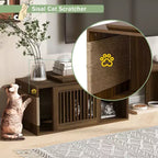 Meuble TV moderne en noyer de style médiéval avec table extensible, coussins moelleux, portes coulissantes et meubles adaptés aux chats Noyer
