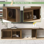 Meuble TV moderne en noyer de style médiéval avec table extensible, coussins moelleux, portes coulissantes et meubles adaptés aux chats Noyer