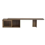 Meuble TV moderne en noyer de style médiéval avec table extensible, coussins moelleux, portes coulissantes et meubles adaptés aux chats Noyer