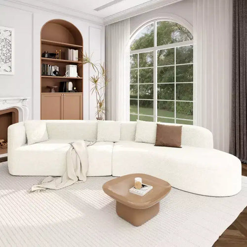 Canapé Sectionnel Modulable Incurvé 132 avec méridienne, Canapé Modulable en Chenille, Canapé Sectionnel Moderne pour Salon et Chambre-Panipeachy