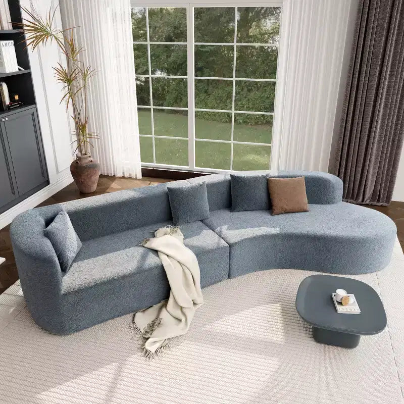 Canapé Sectionnel Modulable Incurvé 132 avec méridienne, Canapé Modulable en Chenille, Canapé Sectionnel Moderne pour Salon et Chambre-Panipeachy