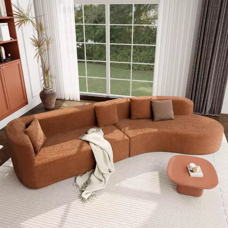Canapé Sectionnel Modulable Incurvé 132 avec méridienne, Canapé Modulable en Chenille, Canapé Sectionnel Moderne pour Salon et Chambre-Panipeachy