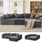 Canapé d'angle modulable Acekool Cloud de 274 cm avec méridienne, canapé moelleux sans accoudoirs en forme de L pour salon