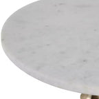 Table d'appoint ou de chevet élégante pour la décoration de la chambre - Plateau en marbre avec base nervurée pour la décoration de la chambre ou du salon - 22 Blanc et or