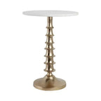 Table d'appoint ou de chevet élégante pour la décoration de la chambre - Plateau en marbre avec base nervurée pour la décoration de la chambre ou du salon - 22 Blanc et or