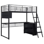 Lit mezzanine en métal Kelly GDFStudio avec LED, bureau et 4 étagères de rangement