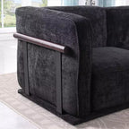 Grand canapé d'angle modulable 6 places en L avec pouf, cadre en bois et métal, canapé d'angle moderne en velours pour salon - Panipeachy