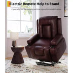 Fauteuil inclinable releveur Acekool, Chaleur et massage, Fauteuil inclinable réglable en PU pour personnes âgées, Salon