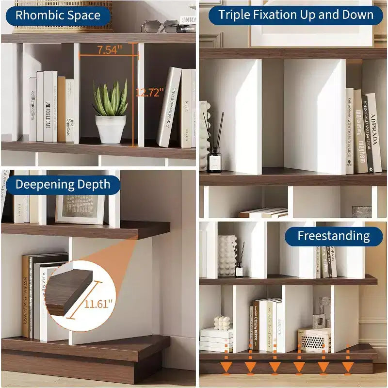 Étagère de rangement 8 cubes en bois avec 10 panneaux arrière amovibles pour salon, chambre, entrée, bureau à domicile