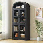 Bibliothèque arquée, Grande bibliothèque avec portes et tiroirs, Armoire de rangement de style ferme, Étagères pour bureau, salon, chambre à coucher