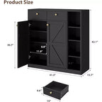 Meuble à chaussures avec portes et tiroirs, meuble à chaussures moderne de 106,7 cm de haut avec étagères réglables et base stable, meuble à chaussures à 4 niveaux