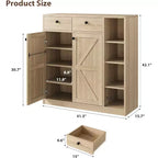 Meuble à chaussures avec portes et tiroirs, meuble à chaussures moderne de 106,7 cm de haut avec étagères réglables et base stable, meuble à chaussures à 4 niveaux