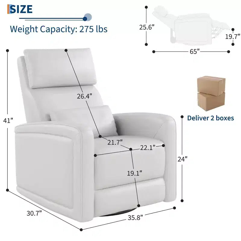 Fauteuil inclinable manuel COZONY avec pivot et bascule, dossier et repose-pieds réglables, fauteuil en similicuir pour le salon