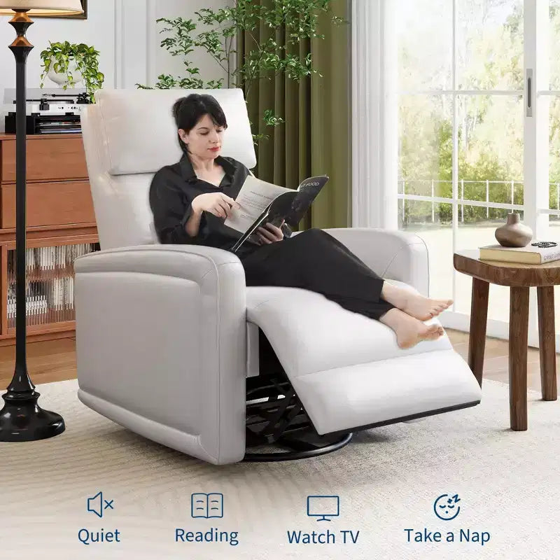 Fauteuil inclinable manuel COZONY avec pivot et bascule, dossier et repose-pieds réglables, fauteuil en similicuir pour le salon