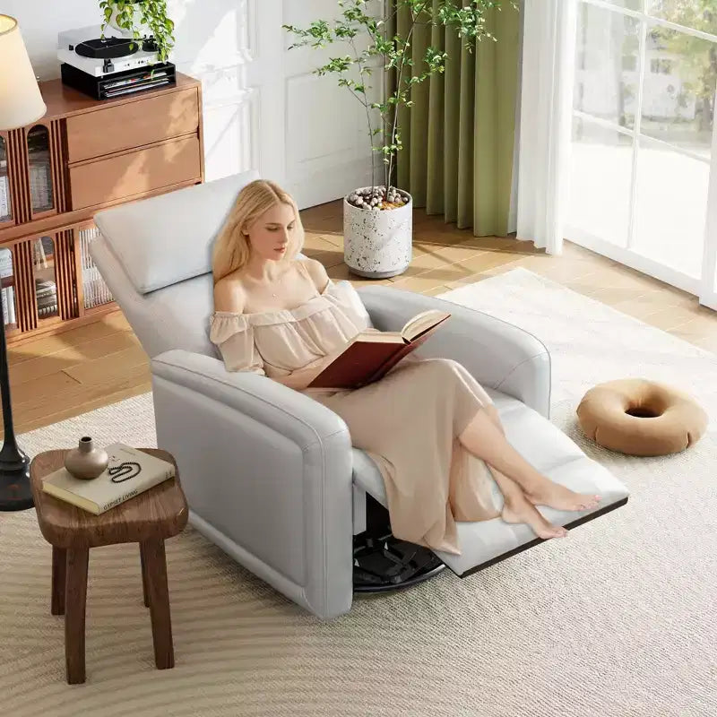 Fauteuil inclinable manuel COZONY avec pivot et bascule, dossier et repose-pieds réglables, fauteuil en similicuir pour le salon