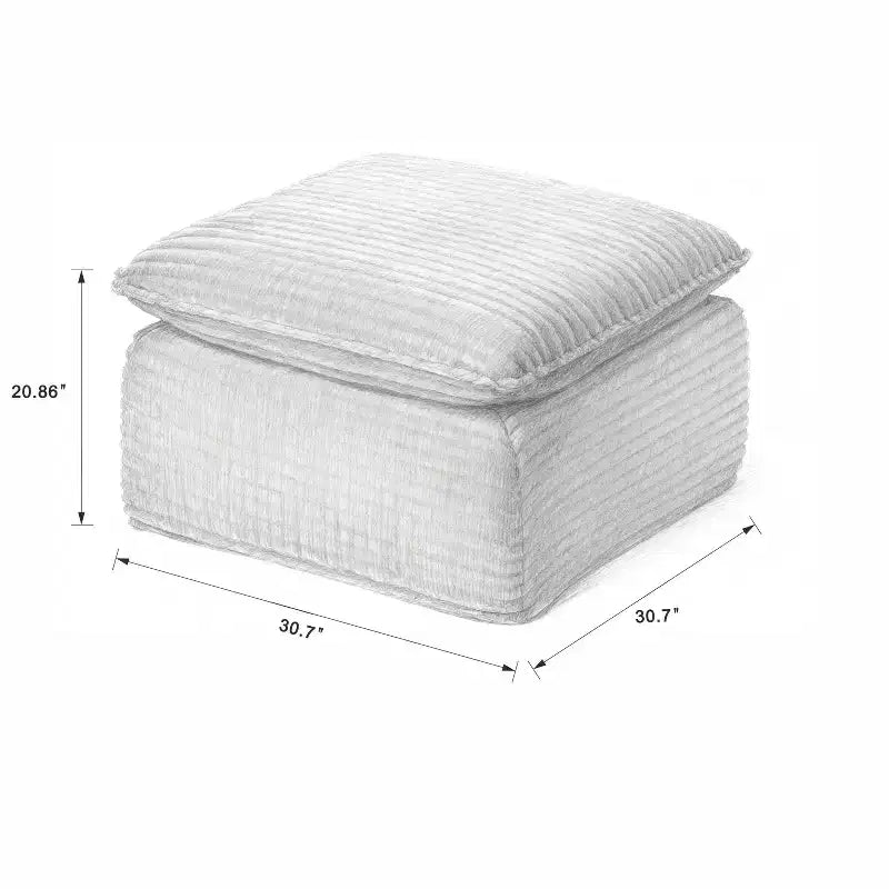 TUYOHW Pouf modulaire moderne en forme de nuage pour canapés modulables, repose-pieds en velours côtelé moelleux avec rembourrage en éponge haute densité