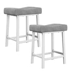 Lot de 2 tabourets de bar en cuir PU | Tabourets de comptoir de 61 cm avec sièges épais en forme de selle et cadre en métal robuste pour îlot de cuisine, bar de petit-déjeuner