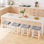 Lot de 2 tabourets de bar en cuir PU | Tabourets de comptoir de 61 cm avec sièges épais en forme de selle et cadre en métal robuste pour îlot de cuisine, bar de petit-déjeuner