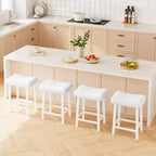 Lot de 2 tabourets de bar en cuir PU | Tabourets de comptoir de 61 cm avec sièges épais en forme de selle et cadre en métal robuste pour îlot de cuisine, bar de petit-déjeuner