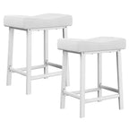 Lot de 2 tabourets de bar en cuir PU | Tabourets de comptoir de 61 cm avec sièges épais en forme de selle et cadre en métal robuste pour îlot de cuisine, bar de petit-déjeuner