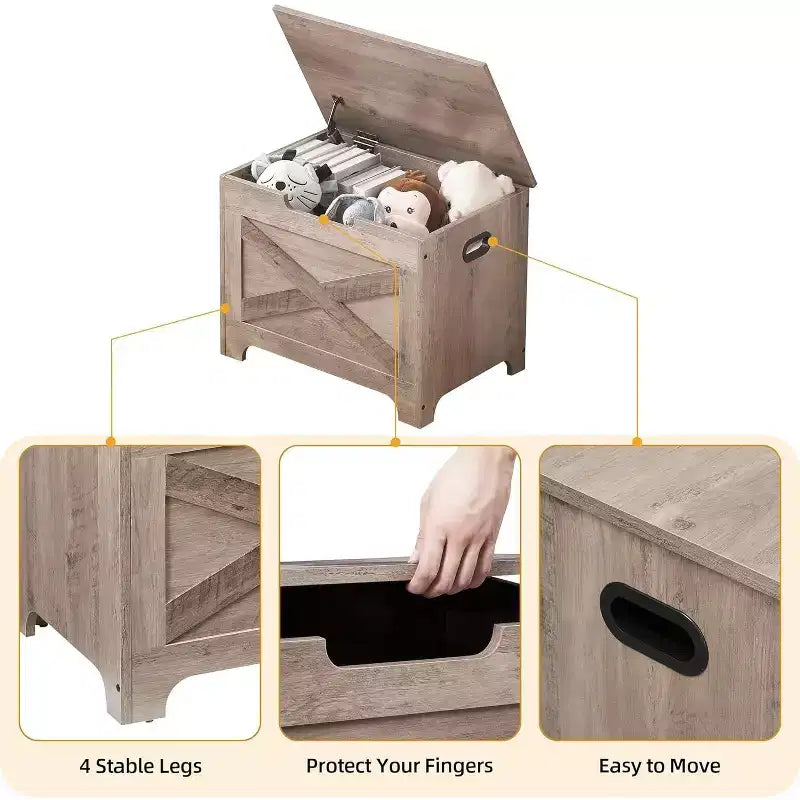 Coffre de rangement, malle de rangement avec couvercle à charnière de sécurité, organisateur style grange, banc d'entrée en bois, grand coffre de rangement pour entrée, chambre.