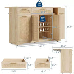 53 Îlot de Cuisine avec Abattant, Îlot Roulant de Cuisine avec Poubelle Inclinable, Armoire de Rangement, Étagère à Épices, 2 Tiroirs, Table Îlot MobileCuisine