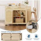 53 Îlot de Cuisine avec Abattant, Îlot Roulant de Cuisine avec Poubelle Inclinable, Armoire de Rangement, Étagère à Épices, 2 Tiroirs, Table Îlot MobileCuisine