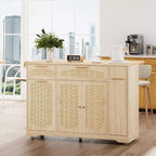 53 Îlot de Cuisine avec Abattant, Îlot Roulant de Cuisine avec Poubelle Inclinable, Armoire de Rangement, Étagère à Épices, 2 Tiroirs, Table Îlot MobileCuisine