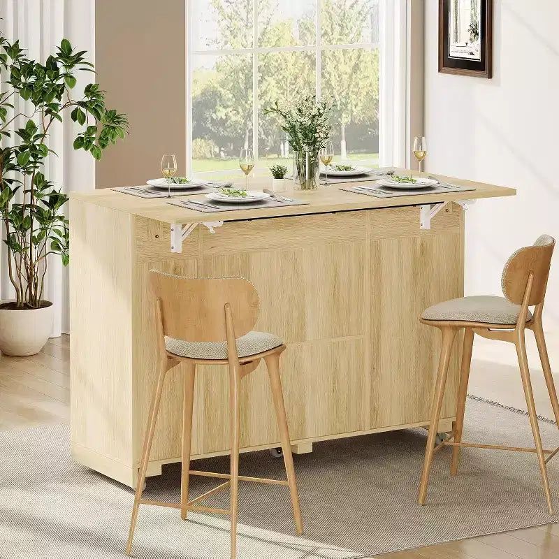 53 Îlot de Cuisine avec Abattant, Îlot Roulant de Cuisine avec Poubelle Inclinable, Armoire de Rangement, Étagère à Épices, 2 Tiroirs, Table Îlot MobileCuisine